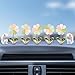 Kurilai 7pcs Cute Car Rearview Mirror Accessories Funny Bunny Car Ornament Shaking Spring Flower Dashboard Decorations Interior Decor Present for Men Women - Image 2