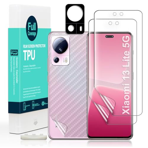 Ibywind Screen Protector for Xiaomi 13 Lite 5G(6.55") 2 Pack+1 Pack Camera Len Protector+1 Back Film,Flexible TPU Film,HD Clear,Case Friendly,Bubble Free,Easy Install,Fingerprint Compatible - Image 1