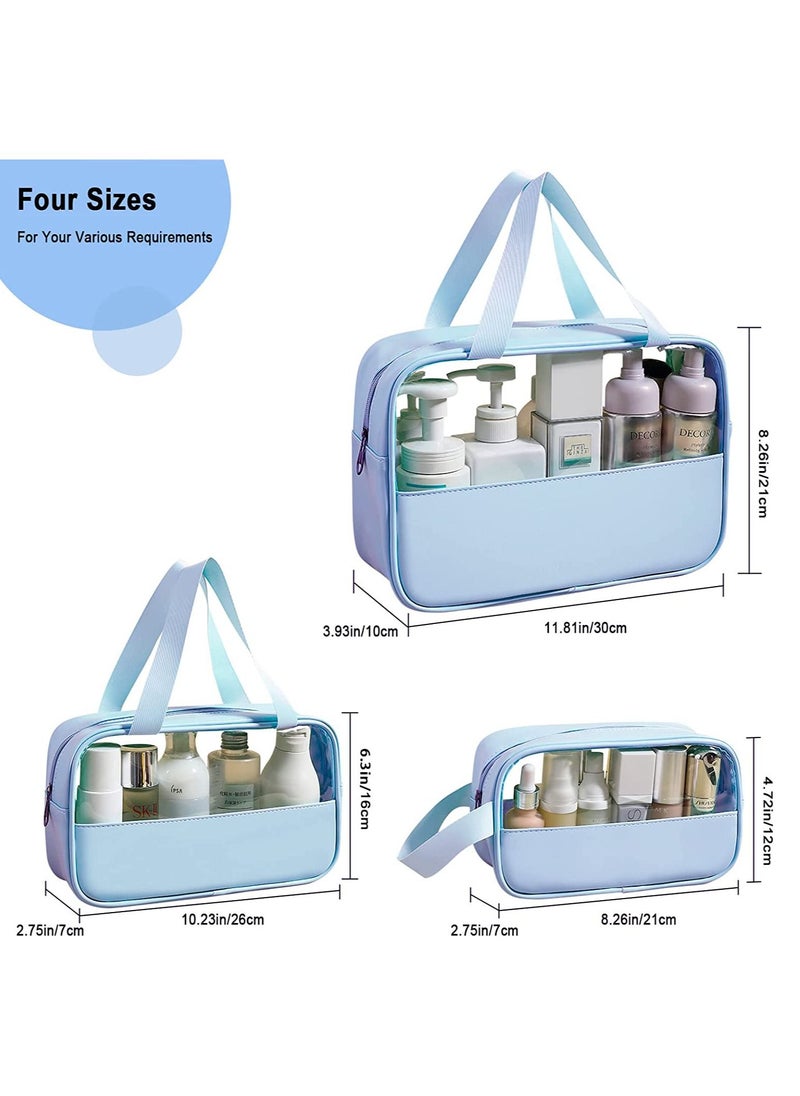 Swift 3 Pack Travel Toiletry Bag, Waterproof Clear PVC Makeup Cosmetic Bag, Zippered Carry on Pouch, Portable Travel Bag for Bathroom, Vacation, Blue  - Image 4