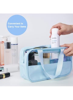 Swift 3 Pack Travel Toiletry Bag, Waterproof Clear PVC Makeup Cosmetic Bag, Zippered Carry on Pouch, Portable Travel Bag for Bathroom, Vacation, Blue  - Image 2