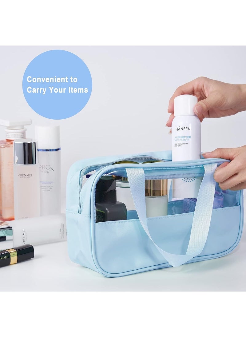 Swift 3 Pack Travel Toiletry Bag, Waterproof Clear PVC Makeup Cosmetic Bag, Zippered Carry on Pouch, Portable Travel Bag for Bathroom, Vacation, Blue  - Image 2