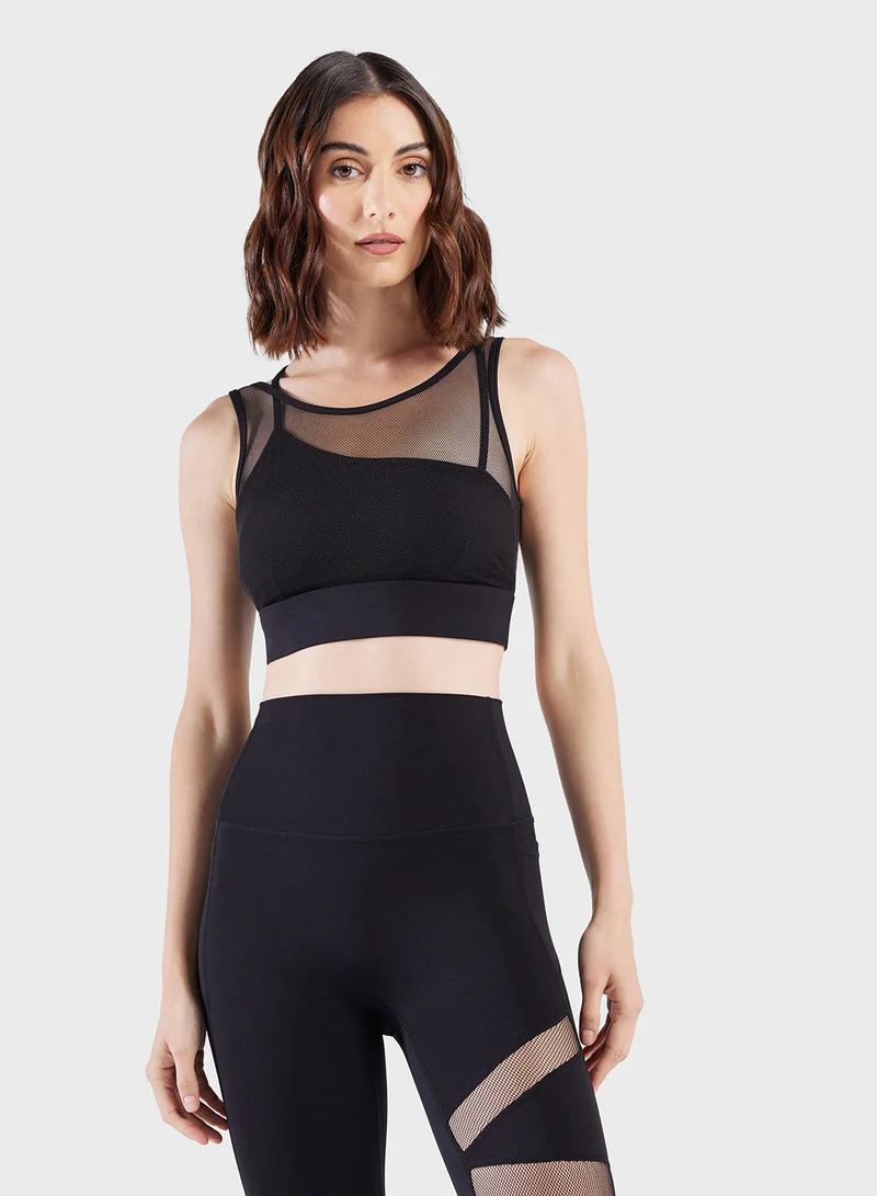 فورورد Sheer Mesh Panel Detail Sports Bra & Leggings Set