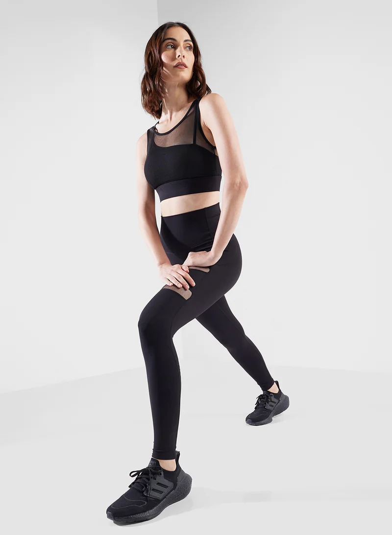 فورورد Sheer Mesh Panel Detail Sports Bra & Leggings Set