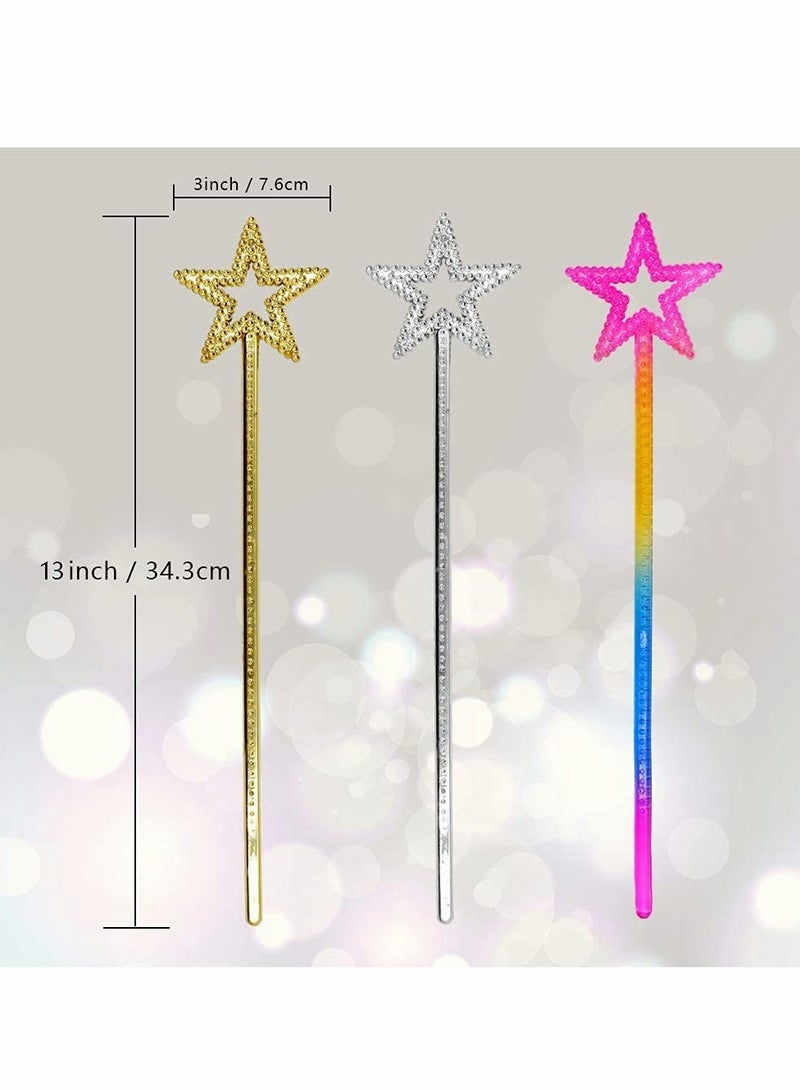 KASTWAVE Star Fairy Wands 6PCS Girls Costume Props Star Magic Wand Angel Fairy Wands Sticks Birthday Party Wedding Halloween Cosplay Christmas 13 Inches (3 Color) - Image 4