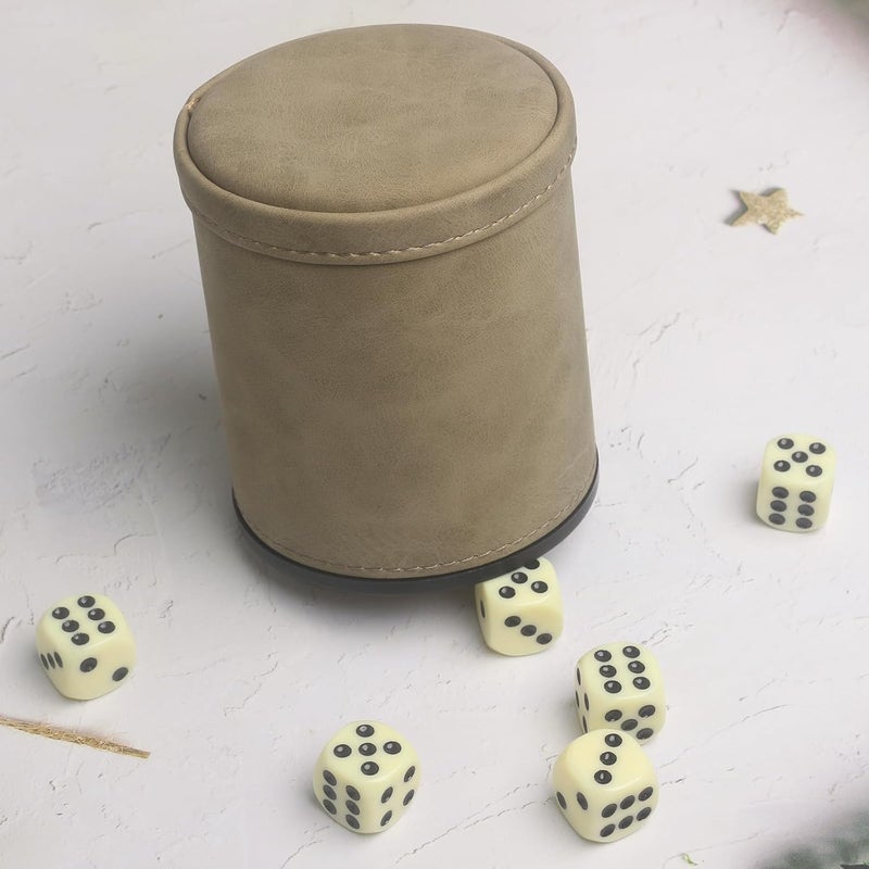 Bc Toptan PU Leatherette Dice Cup with 6 Dot Dices for Yahtzee Farkle Bar Party Dice Games - Image 3