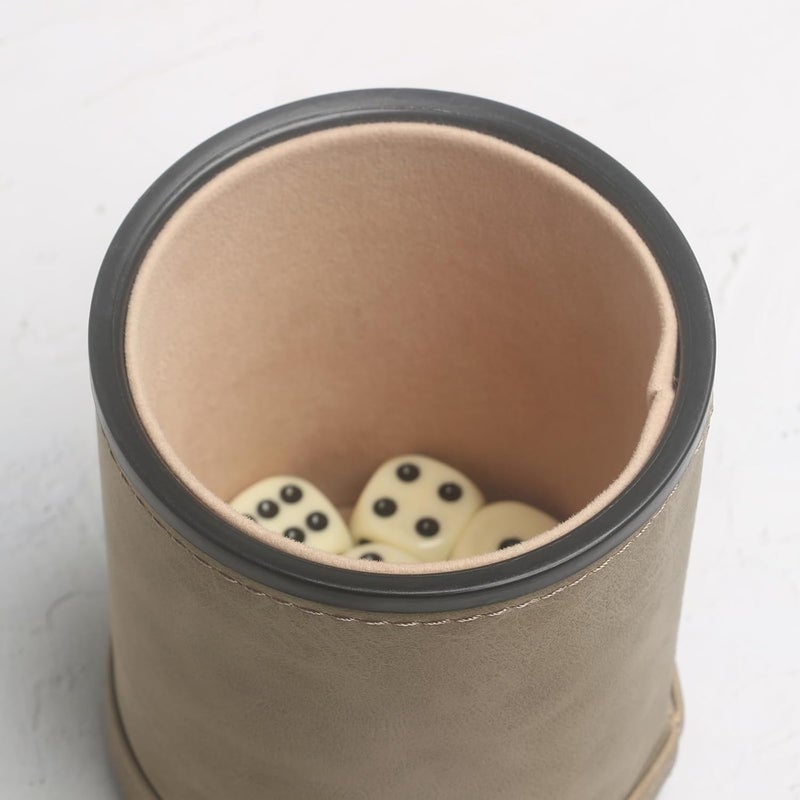 Bc Toptan PU Leatherette Dice Cup with 6 Dot Dices for Yahtzee Farkle Bar Party Dice Games - Image 4