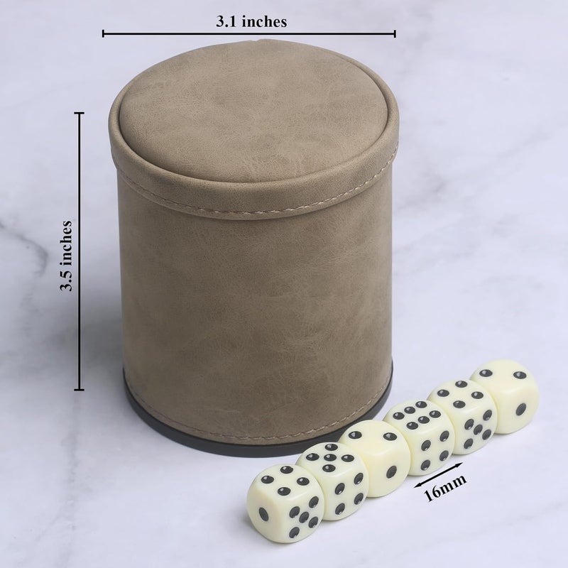 Bc Toptan PU Leatherette Dice Cup with 6 Dot Dices for Yahtzee Farkle Bar Party Dice Games - Image 5