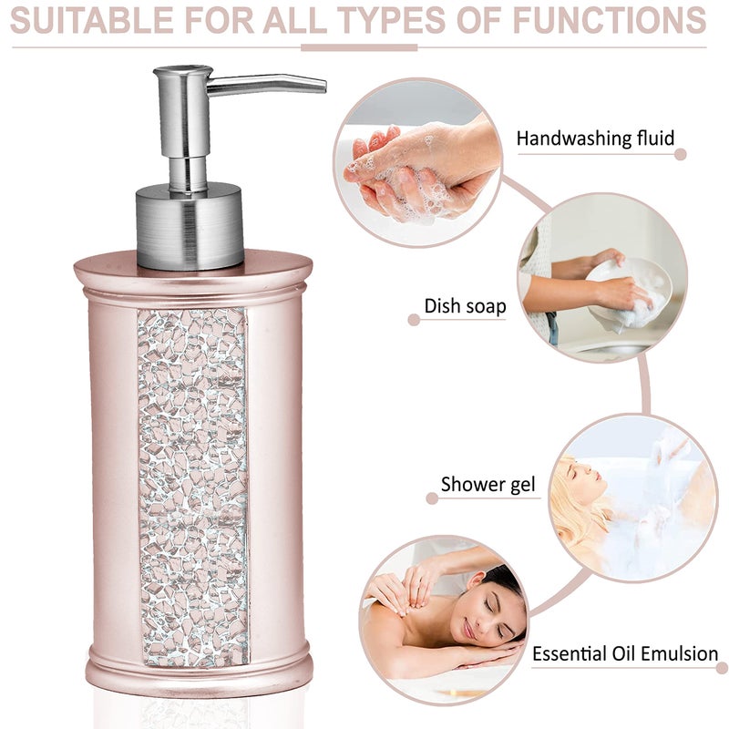 Popular Bath Sinatra Blush Soap Dispenser/Lotion Pump Classic Luxury Lotion Pump Contemporary Decor Blush color for bathroom with this Unique Design Stylish Decor Bling Mosaic - Image 3