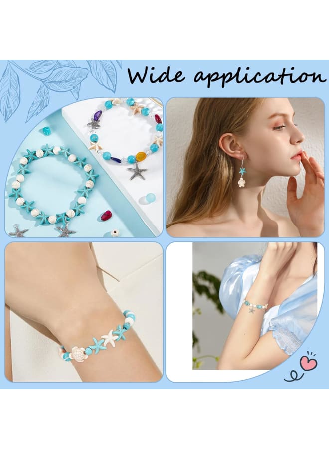 6 Strands 180~200Pcs Turtle Beads Turtles Charms Starfish White Blue Beads Bulk Synthetic Turquoise 8mm Round Bead Summer Ocean Sea Animal Beads for Jewelry Making Beading Kit DIY Craft - Image 5