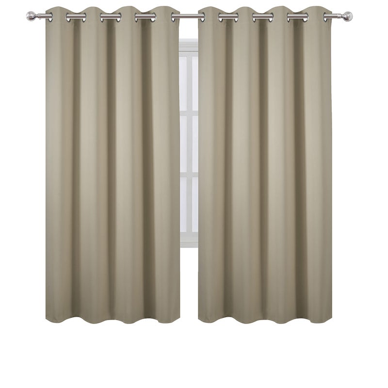 LEMOMO Beige Thermal Blackout Curtains/52 x 72 Inch/Set of 2 Panels Room Darkening Curtains for Bedroom - Image 2