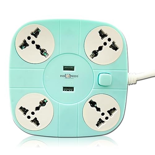 Pick Ur Needs Extension/Cord/Board/Switch/Power Strip with 2 USB Charging Ports and 4 Socket - 10 Amp Heavy Duty for Multiple Devices Smartphone Tablet Laptop(Green) - Image 2