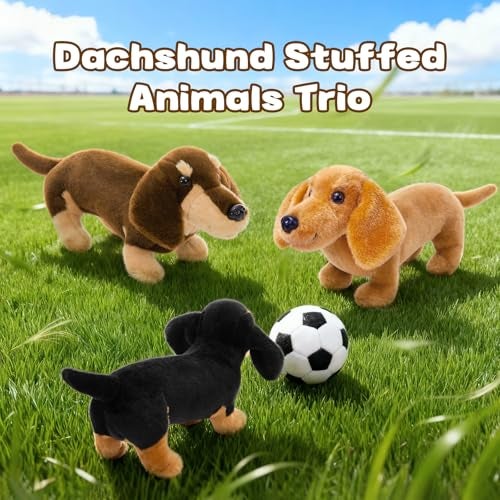 MorisMos 3 Packs Dachshund Stuffed Animals in Bulk13 Realistic Weiner Dog Toys for Kid Girl Boy AdultLifelike Weiner Dog Puppy PlushiesBulk Small Stuffed Animal Dachshund Gifts for Birthday Party - Image 5