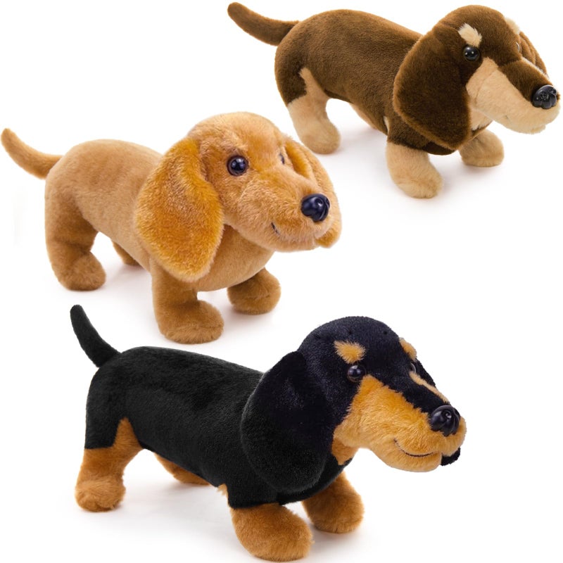 MorisMos 3 Packs Dachshund Stuffed Animals in Bulk13 Realistic Weiner Dog Toys for Kid Girl Boy AdultLifelike Weiner Dog Puppy PlushiesBulk Small Stuffed Animal Dachshund Gifts for Birthday Party - Image 3