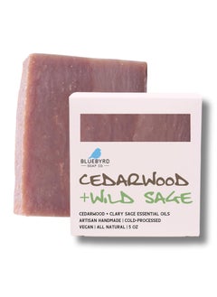 BLUEBYRD SOAP CO. Bluebyrd Soap Co Cedarwood  Wild Sage Bar Soap  100 All Natural Essential Oil Soap Bar  USA Made Mens Organic Body Wash Bars  Vegan  Chemical Free Cedarwood 
