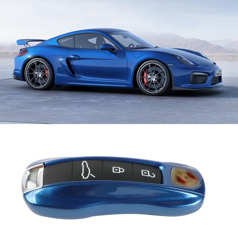 Jaronx 2PCS Glossy Blue Key Fob Cover Compatible with Cayenne Panamera 20182024911 Carrera 20202024 Taycan 20202024 Keyless Entry Remote Key Covers
