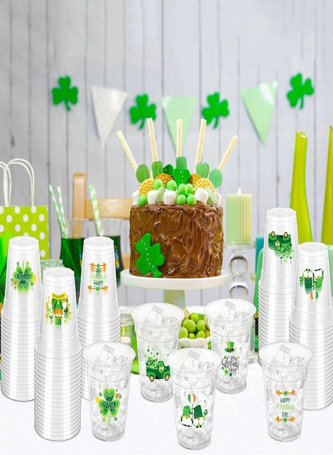 ZCPTZ 100 Pcs St. Patrick's Day Party Cups,12 oz St. Patrick Disposable Clear Plastic Cups Irish Green St Patrick's Day Party Lucky Clover Cups for St. Patrick Irish Birthday Party Irish Party Supplies - Image 4