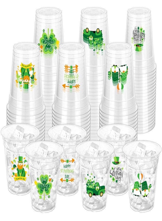 ZCPTZ 100 Pcs St. Patrick's Day Party Cups,12 oz St. Patrick Disposable Clear Plastic Cups Irish Green St Patrick's Day Party Lucky Clover Cups for St. Patrick Irish Birthday Party Irish Party Supplies - Image 1
