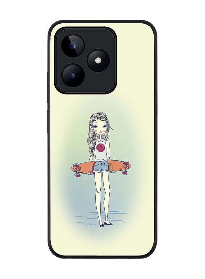 Stylizedd Rugged Black edge case for Realme C53, Slim fit Soft Case Flexible Rubber Edges Anti Drop TPU Gel Thin Cover- Skater Girl - Image 1