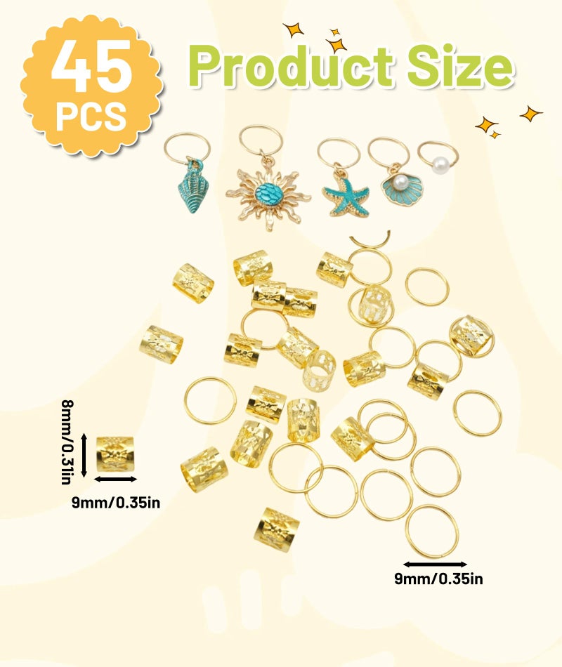 XFSAFDM 45Pcs Golden Hair Braid Accessories for Women, Hair Jewellery for Women, Braid Hair Accessories, Boho Hair Chain Accessories for Women Girls, Hair Beads for Women, Hair Beads for Kids Girls - Image 2