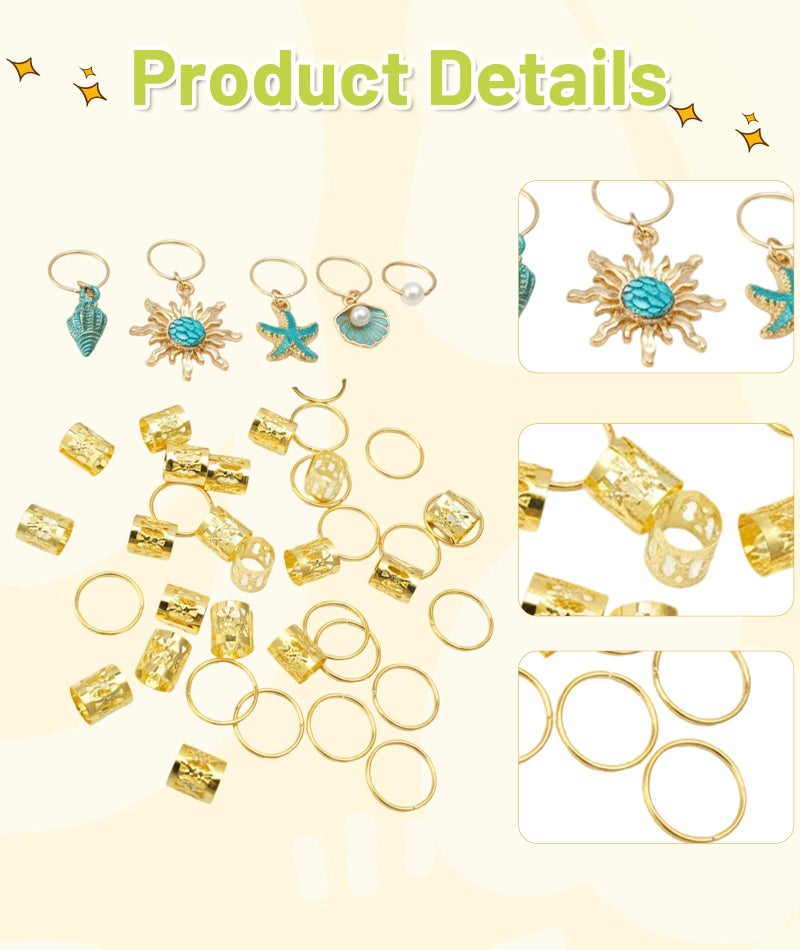 XFSAFDM 45Pcs Golden Hair Braid Accessories for Women, Hair Jewellery for Women, Braid Hair Accessories, Boho Hair Chain Accessories for Women Girls, Hair Beads for Women, Hair Beads for Kids Girls - Image 3