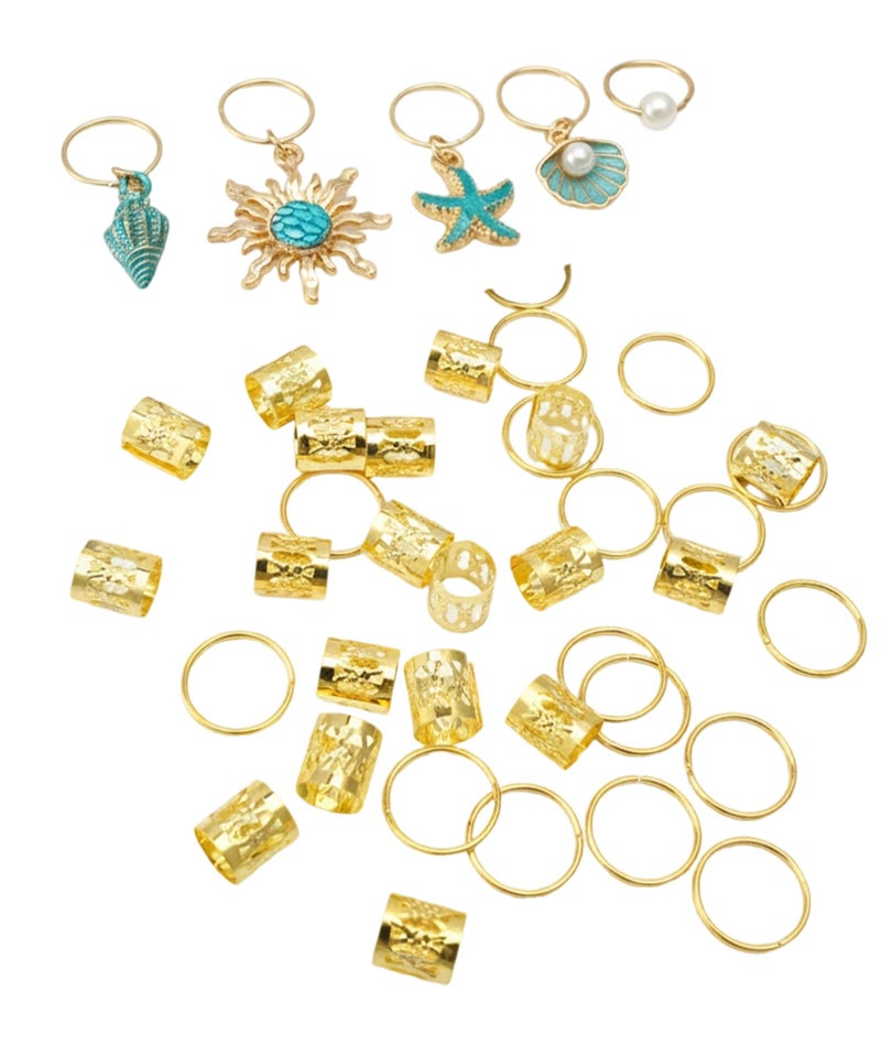 XFSAFDM 45Pcs Golden Hair Braid Accessories for Women, Hair Jewellery for Women, Braid Hair Accessories, Boho Hair Chain Accessories for Women Girls, Hair Beads for Women, Hair Beads for Kids Girls - Image 1