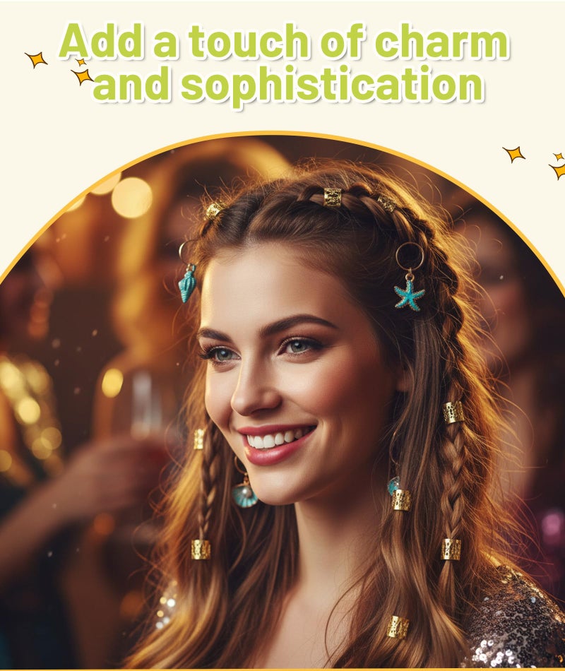 XFSAFDM 45Pcs Golden Hair Braid Accessories for Women, Hair Jewellery for Women, Braid Hair Accessories, Boho Hair Chain Accessories for Women Girls, Hair Beads for Women, Hair Beads for Kids Girls - Image 5