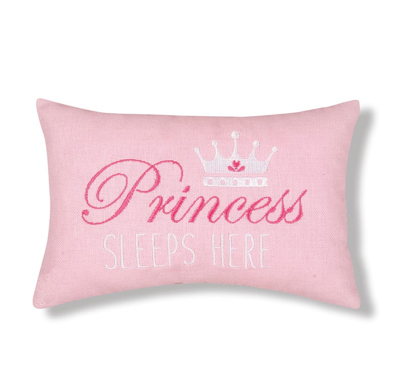 C&F Home CF Home Pink Princess Sleeps Here 6 x 9 Extra Small Accent Throw Pillow Decor Decoration Soft Embroidered Novelty Mini Throw Pillow for Girls Kids Toddler Children 6 x 9 Pink