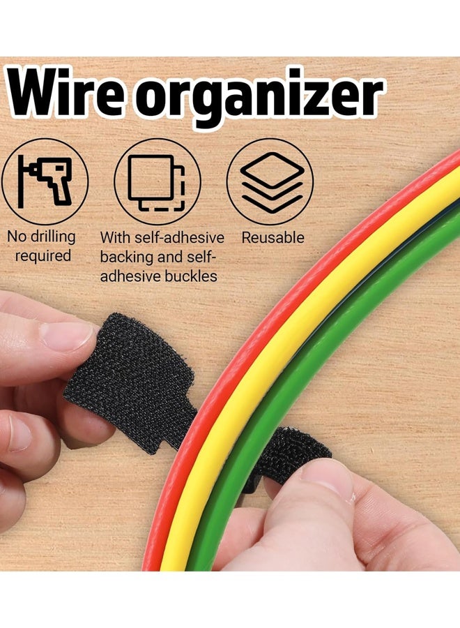 50 PCS Cable Management Under Desk Cord Organizer, Reusable Cord Holder for Electronics & PC, Home & Office Essentials(Black) - Image 4