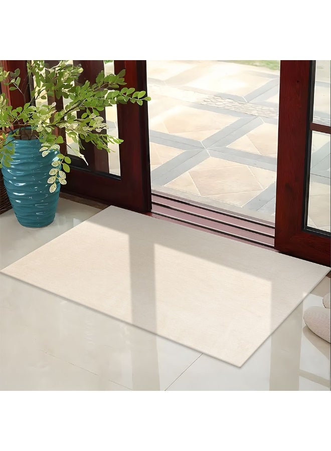 DANUBE HOME حصيرة نوفا المنجدة السميكة | نمط الألوان القابلة للغسل | حصيرة باب من البوليستر | حصيرة أرضية للمنزل 50X90 سم - كريمي - Image 1