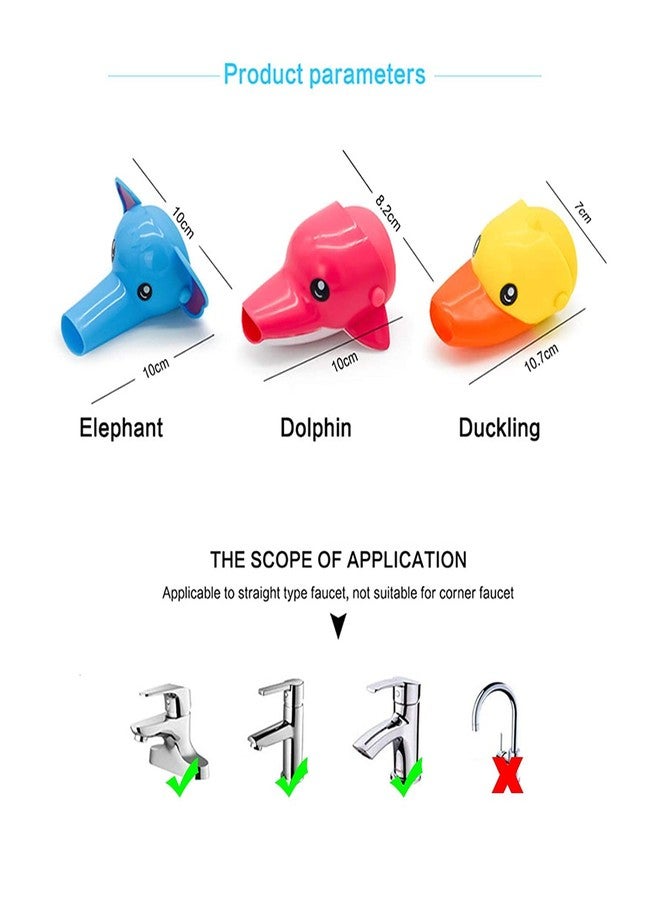 EVSOFMLF Faucet Extender for Kids, EVSOFMLF 3Pcs Faucet Cover Cartoon Faucet Extender Sink Hand Extender Washing for Children, Toddler, Baby Fun and Safe (Blue Dolphi, Yellow Duck, Pink Elephant) - Image 2