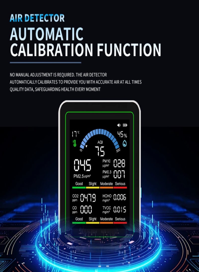 10-in-1 Air Condition Tester 2.8-inch TFT Color Display  PM2.5/PM10/PM0.3/HCHO/TVOC/CO₂/CO/AQI/Temperature/Humidity Built-in 2000mAh Battery - Image 5