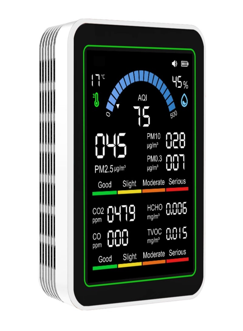 10-in-1 Air Condition Tester 2.8-inch TFT Color Display  PM2.5/PM10/PM0.3/HCHO/TVOC/CO₂/CO/AQI/Temperature/Humidity Built-in 2000mAh Battery - Image 2