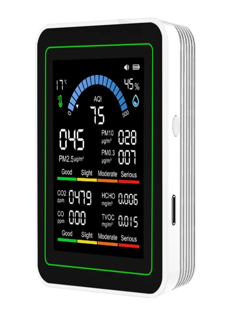10-in-1 Air Condition Tester 2.8-inch TFT Color Display  PM2.5/PM10/PM0.3/HCHO/TVOC/CO₂/CO/AQI/Temperature/Humidity Built-in 2000mAh Battery - Image 1
