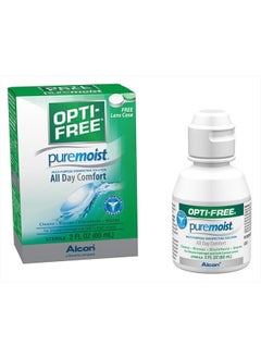 Opti-Free محلول تطهير متعدد الأغراض من Puremoist مع حافظة عدسات، (قد تختلف العبوة)، 2 أونصة سائلة (عبوة من قطعة واحدة)  - Image 1