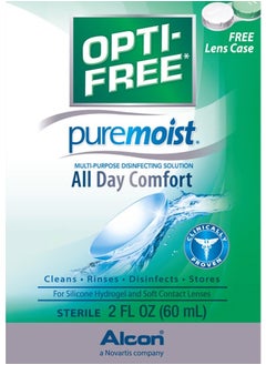 Opti-Free محلول تطهير متعدد الأغراض من Puremoist مع حافظة عدسات، (قد تختلف العبوة)، 2 أونصة سائلة (عبوة من قطعة واحدة)  - Image 2