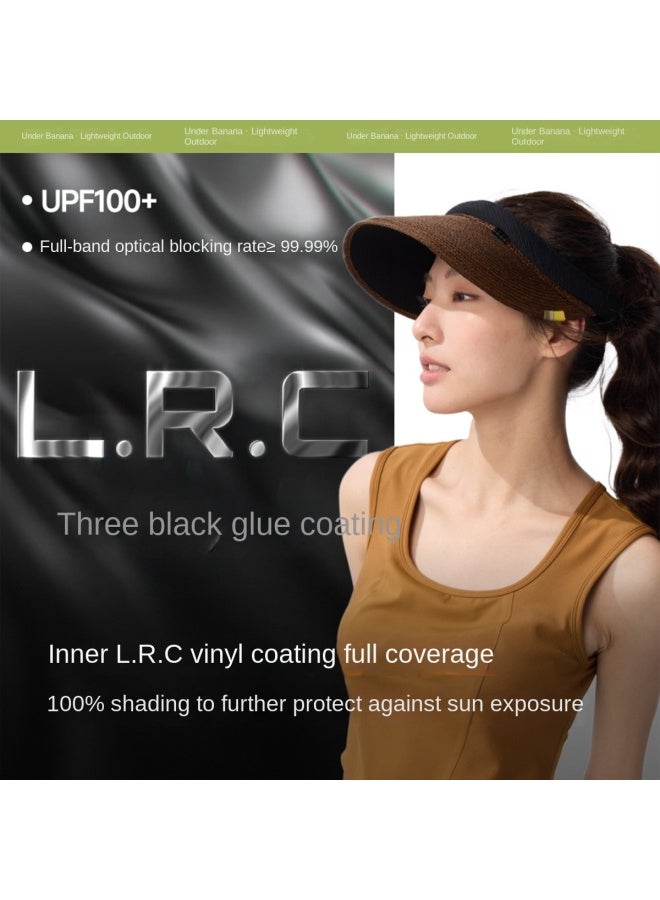 دبل 【حماية مزدوجة من الشمس】قبعة الشمس النسائية ذات القمة المفتوحة باللون الأسود الهلامي للربيع والصيف، تمنع الضوء والحرارة، قبعة شمس متعددة الاستخدامات للسفر - Image 4