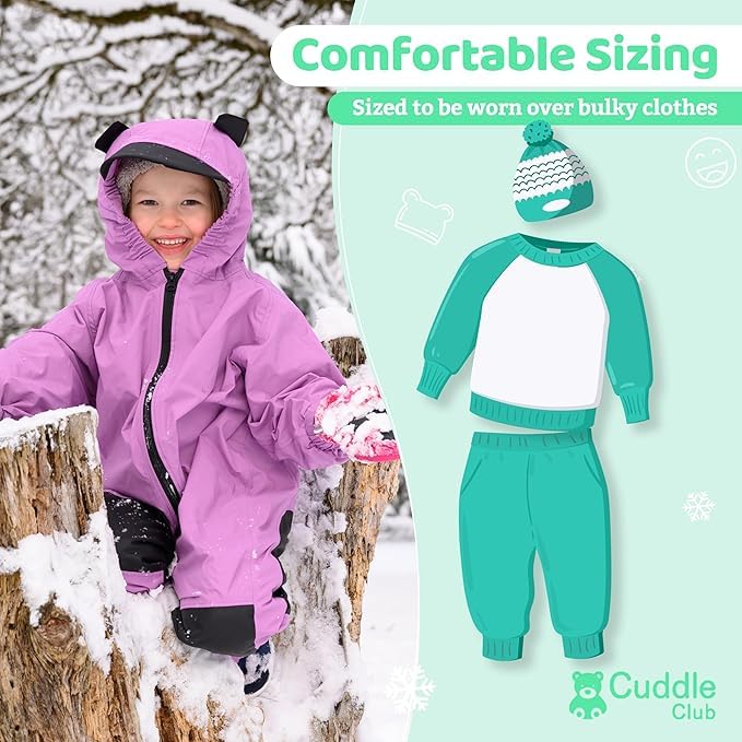 Cuddle Club بدلة أطفال كادل كلوب للتزلج والمطر - غطاء واقي مائي مادي بادي بدلة واحدة مقاومة للطقس - Image 4