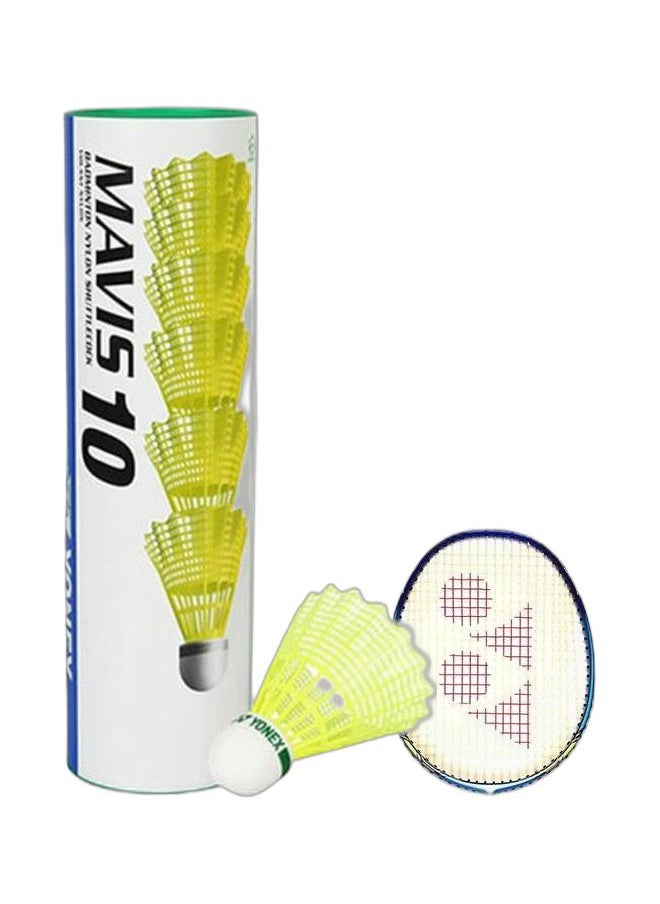 Yonex Nanoray Ace Cyan Badminton Racket + Mavis 10 Green Cap Slow Badminton Shuttlecock 6 Pack, Yellow Pack  - Image 1