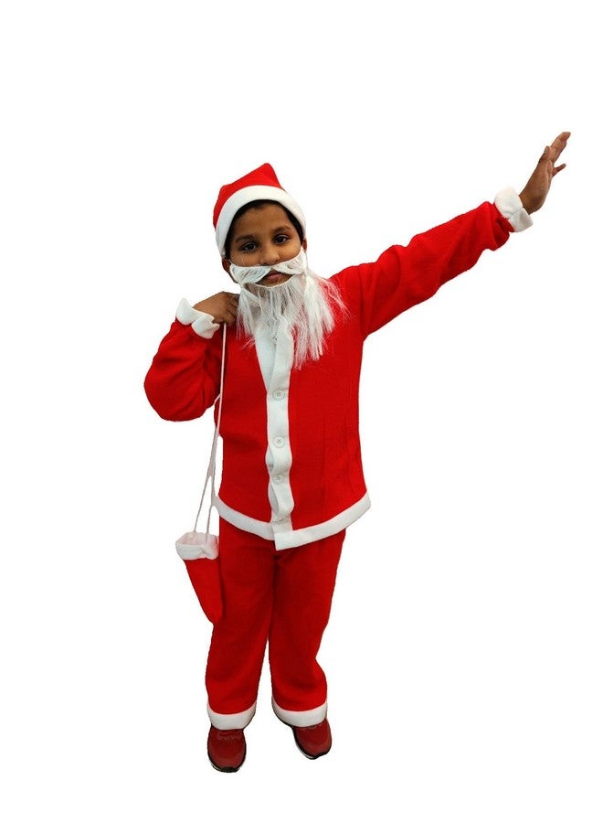 BookMyCostume Santa Claus with Premium Beard Complete Set Christmas Kids & Adults Fancy Dress Costume - Premium 6-7 years - Image 1