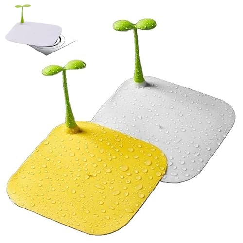 Zytiqt 2 Pack Drain Cover, Toilet Floor Anti-Smell Cover, Silicone Bean Sprouts Floor Sink Filter, Sewer Deodorant Cover Silicone Filter Bathroom Hair Catcher, Drainage Net（Yellow+White） - Image 1