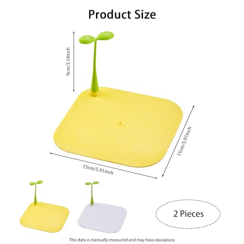 Zytiqt 2 Pack Drain Cover, Toilet Floor Anti-Smell Cover, Silicone Bean Sprouts Floor Sink Filter, Sewer Deodorant Cover Silicone Filter Bathroom Hair Catcher, Drainage Net（Yellow+White） - Image 2