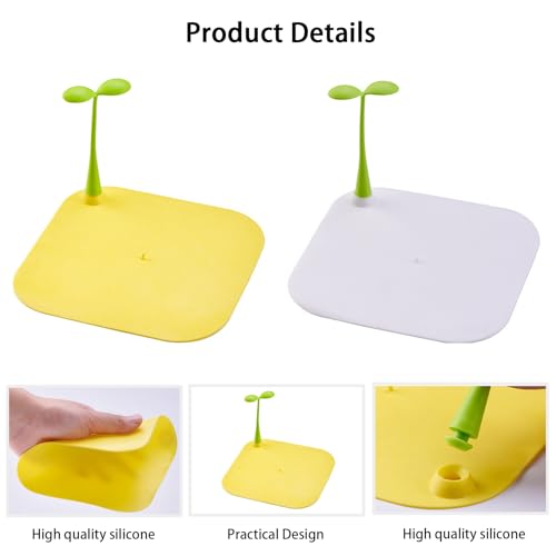 Zytiqt 2 Pack Drain Cover, Toilet Floor Anti-Smell Cover, Silicone Bean Sprouts Floor Sink Filter, Sewer Deodorant Cover Silicone Filter Bathroom Hair Catcher, Drainage Net（Yellow+White） - Image 3