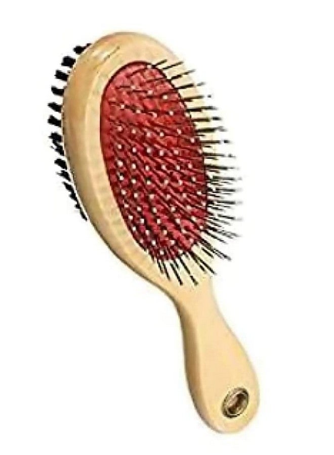 فرشاة تنظيف 2 في 1 من النايلون ودبابيس مستديرة بمقبض خشبي للكلاب والقطط والجراء والحيوانات الأليفة للكلاب الكبيرة والبالغة من جميع السلالات (صغيرة) - Image 3