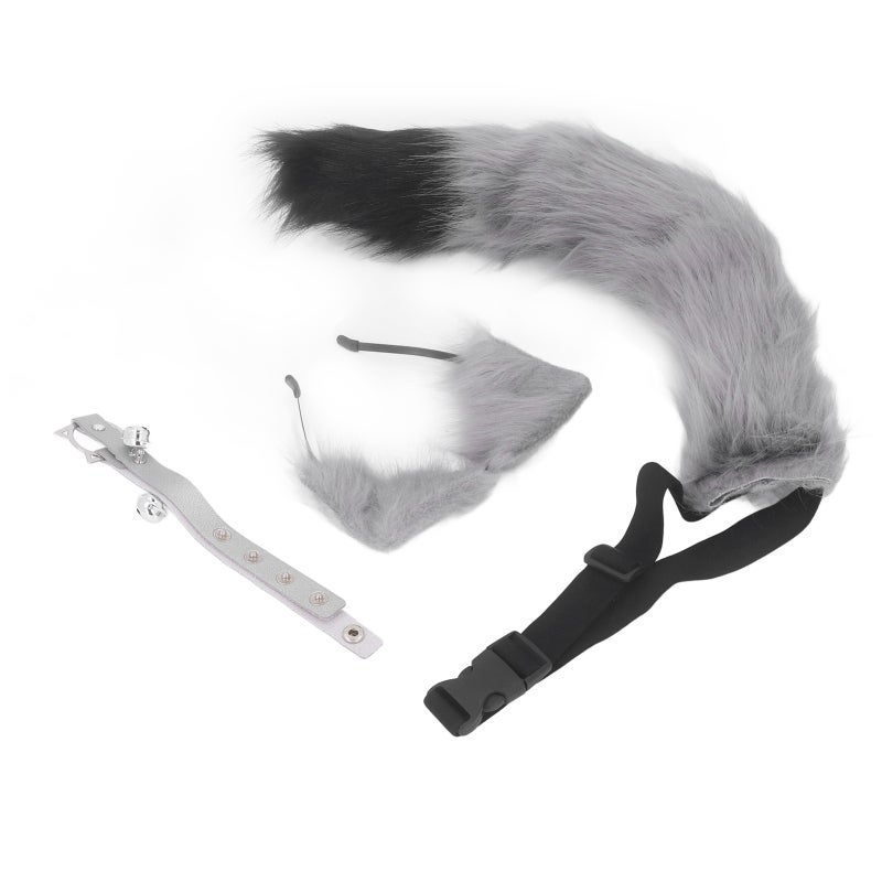 Gray Cat Ears Headband: Adjustable Soft Faux Fur - Bendable Wolf Tail With Wire - Comfortable Cosplay Set For Halloween Costume Party, Anime Cosplay, Adults And Children - Image 4