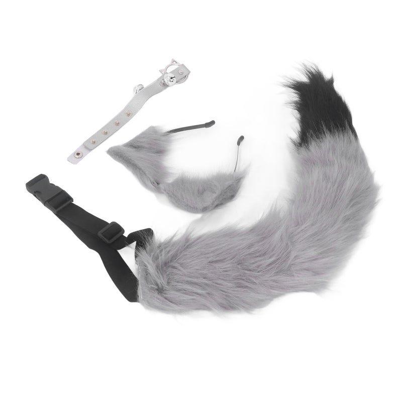Gray Cat Ears Headband: Adjustable Soft Faux Fur - Bendable Wolf Tail With Wire - Comfortable Cosplay Set For Halloween Costume Party, Anime Cosplay, Adults And Children - Image 3