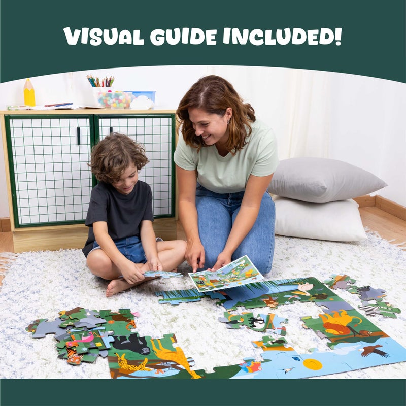 BONNYCO Giant Floor Puzzles for Kids of Jungle Animals with 48 Large Pieces. Safari Jumbo Puzzle 36.2 x 24.4 in, Gifts for Boys and Girls, Educational Kids Toys Ages 2-8 - Image 5