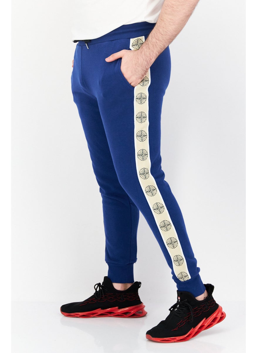 Pan Am - Men Regular Fit Brand Logo Sweatpants, Blue - Image 1