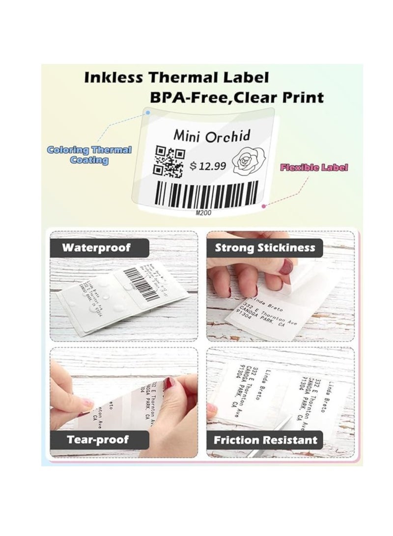 Label rolls for M110/M110S/M120/M200/M220 Bluetooth Label Printers - Black on White Sticker Labels (40 x 30 mm 230 labels) 2 x