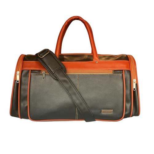 Handcuffs Weekender Travel Duffle Bag | Faux Leather Travel Bags with Separate Shoe & Laundry Compartment for Men & Women (Black-1) - Image 1