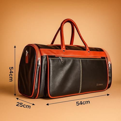 Handcuffs Weekender Travel Duffle Bag | Faux Leather Travel Bags with Separate Shoe & Laundry Compartment for Men & Women (Black-1) - Image 3